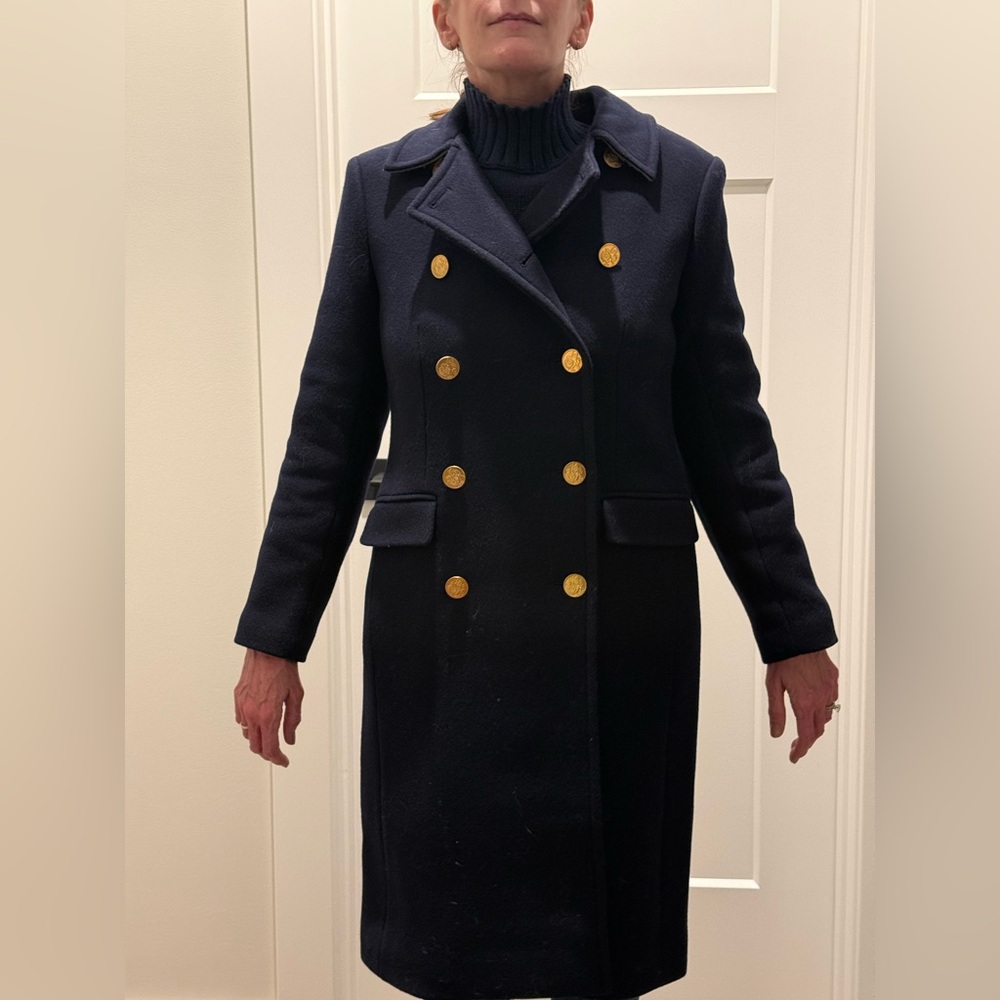 NWOT J. Crew Warwick Topcoat in Italian Stadium-Cloth Wool Blend | Navy | 0 - Picture 14 of 14